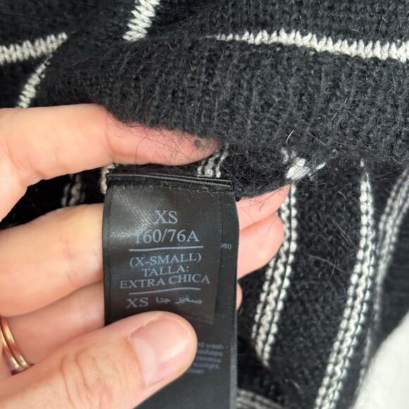 Allsaints Marty Roll Neck Sweater Mohair Blend Black and White Stripe - Size XS - Picture 6 of 7
